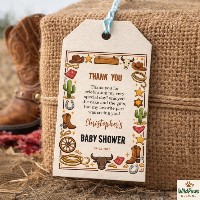 Cowboy Wild West Rodeo Ranch | Rustic Western Baby Geschenkanhänger (Cowboy Wild West Rodeo Ranch | Rustic Western Baby Gift Tags
)