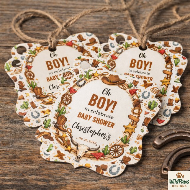 Cowboy Wild West Rodeo Ranch | Rustic Western Baby Geschenkanhänger (Cowboy Wild West Rodeo Ranch | Rustic Western Baby Favor Tags
)