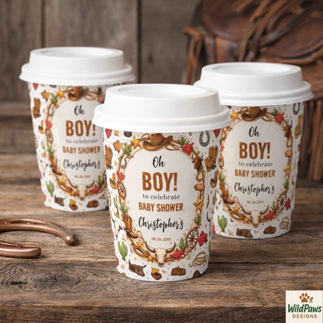 Cowboy Wild West Rodeo Ranch | Rustic Western Baby Pappbecher (Cowboy Wild West Rodeo Ranch | Rustic Western Baby Paper Cups)