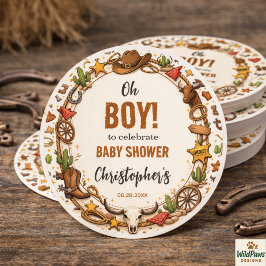 Cowboy Wild West Rodeo Ranch | Rustic Western Baby Runder Aufkleber