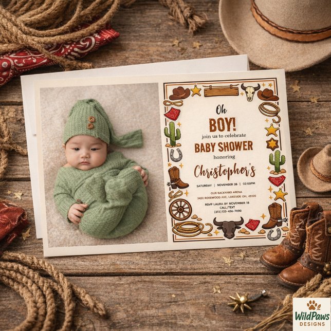 Cowboy Wild West Rodeo Ranch | Rustikale westliche Einladung (Cowboy Wild West Rodeo Ranch | Rustic Western Baby Invitation
)