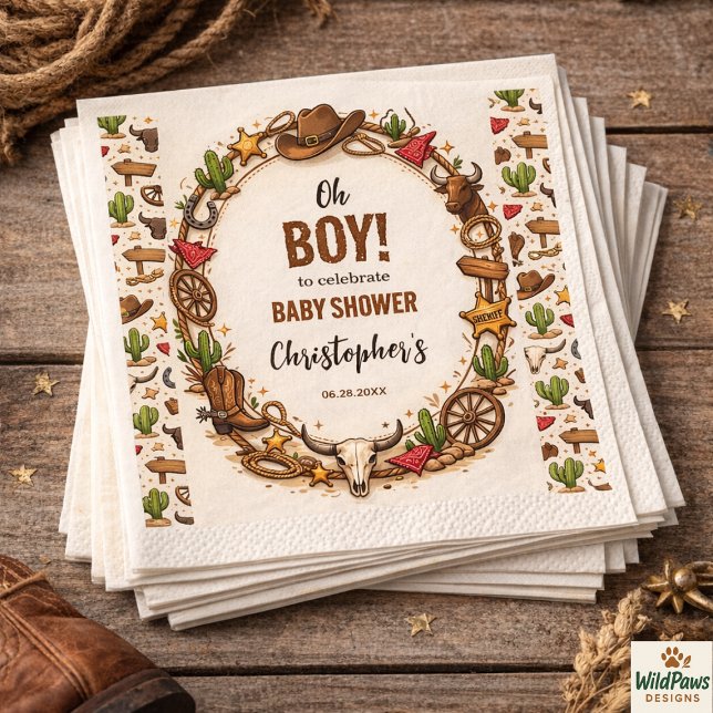 Cowboy Wild West Rodeo Ranch | Rustikale westliche Serviette (Cowboy Wild West Rodeo Ranch | Rustic Western Baby Napkins)