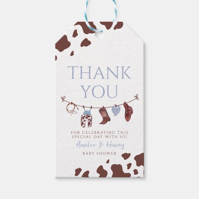 Cowboy Wild West Rodeo Western Boy Baby Dusche Geschenkanhänger (Vorderseite)