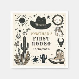 Cowboy Wild Western First Rodeo Erster Geburtstag  Serviette