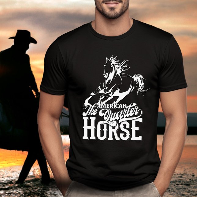 Cowboy-Wildwest-Western T-Shirt (American quarter horse design. Cowboy, wild west, western graphic design, running horse.)