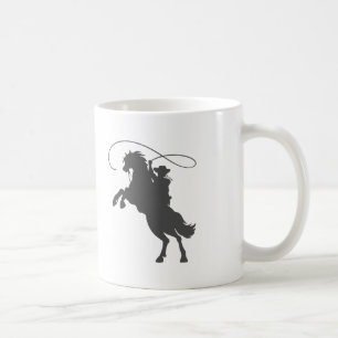 Cowboy wirft Brille auf Reiten Kaffeetasse