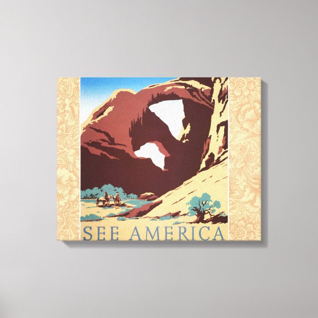 Cowboy Wüste Vintager Western Pferde Leinwanddruck (Vorderseite)