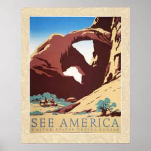 Cowboy Wüste Vintager Western Pferde Poster