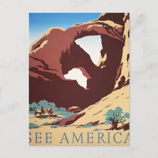 Cowboy Wüste Vintager Western Pferde Postkarte (Vorderseite)