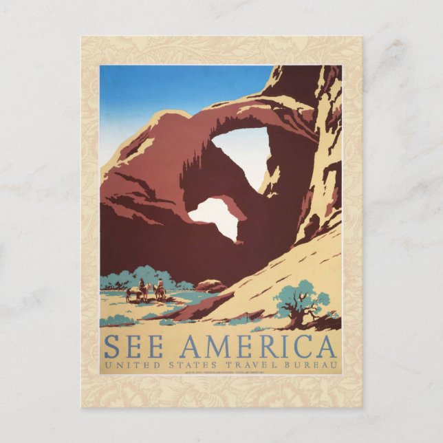 Cowboy Wüste Vintager Western Pferde Postkarte (Vorderseite)