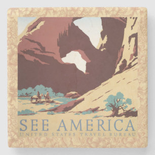 Cowboy Wüste Vintager Western Pferde Steinuntersetzer