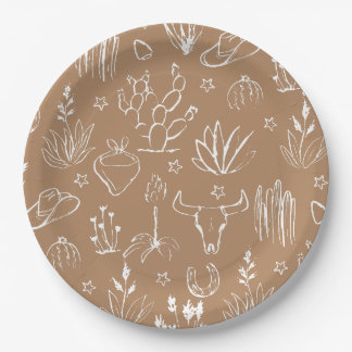Cowboy Wüste Western Brown Paper Plate Pappteller