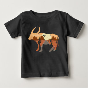 Cowboy Wüsten-Sonnenaufgang Rind Bull Kaktus Baby T-shirt