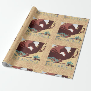 Cowboy-Wüsten-Vintage-Western-Pferde Geschenkpapier