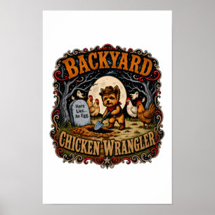 Cowboy Yorkie Friedhof Hühner Halloween Poster