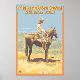Cowboy-zu Pferd - Yellowstone Nationalpark Poster