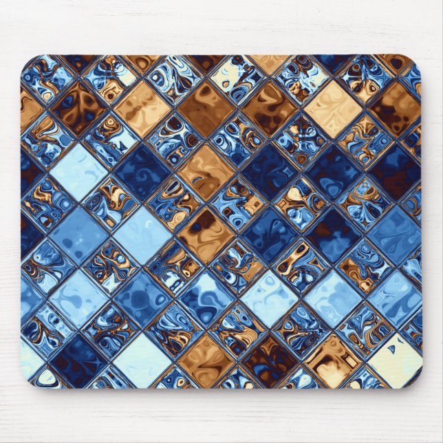 Cowboybandana-blaue Mosaik-Muster-Vorlagen-Kunst Mousepad (Vorne)