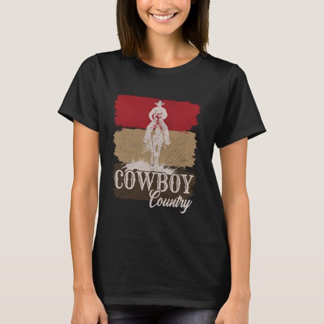 Cowboycore Cowboy auf einem aufziehenden Pferd Cow T-Shirt (Vorderseite)