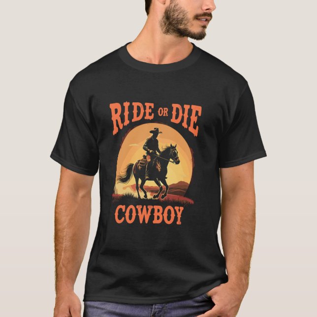 Cowboycore-Mode westliche Ästhetik rustikaler Ranc T-Shirt (Vorderseite)