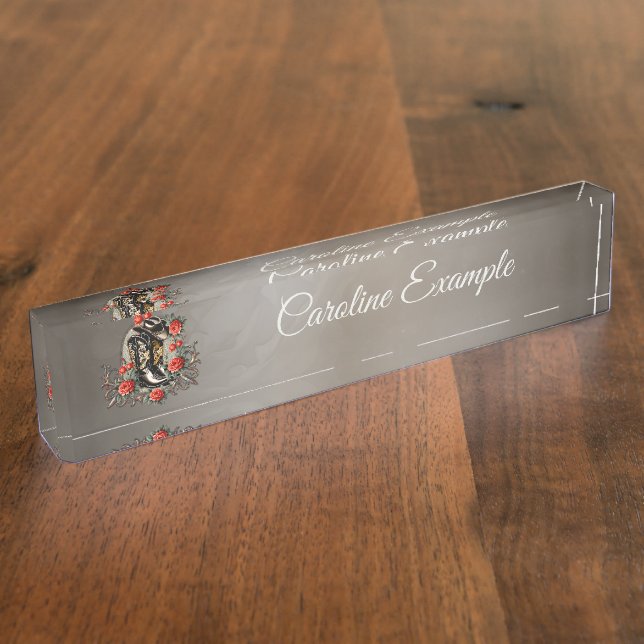 Cowboyherzen: Ein Gedicht von Stiefeln und Blume. Namensplakette (Seite)