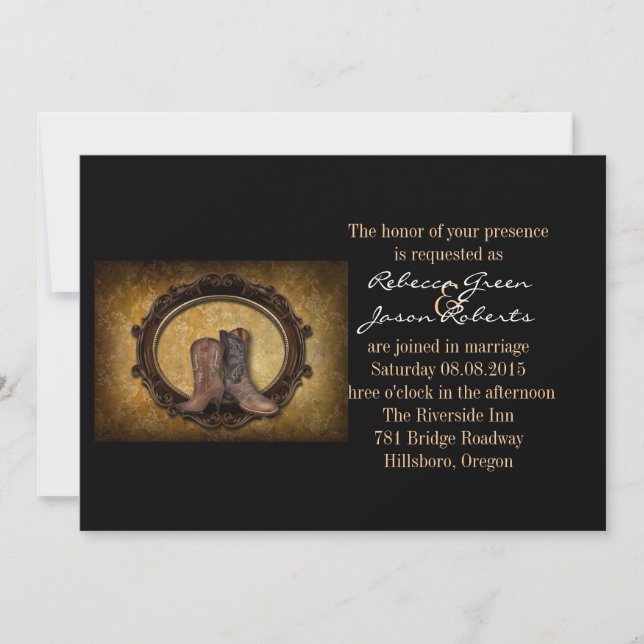 Cowboyhochzeit in Not geratener Western Einladung (Vorderseite)