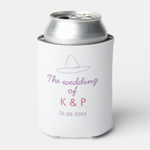 Cowboyhut die Hochzeit von Paarname Datum lila Dosenkühler