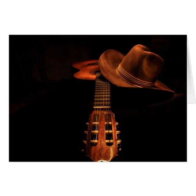 Cowboyhut und Gitarre BronzeWestern Karte (Vorderseite (Horizontal))