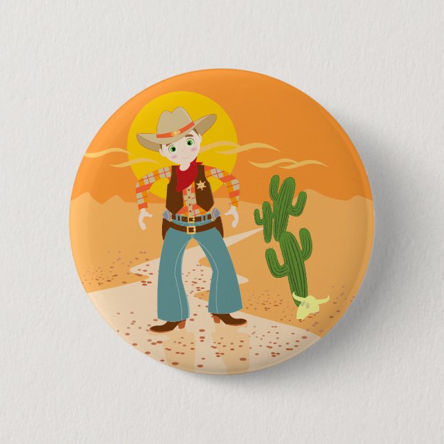Cowboykindergeburtstags-Party Button (Vorderseite)