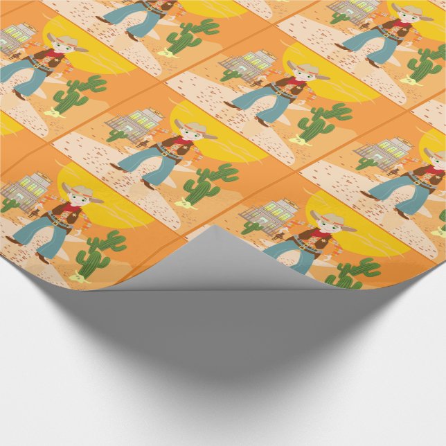 Cowboykindergeburtstags-Party Geschenkpapier (Ecke)