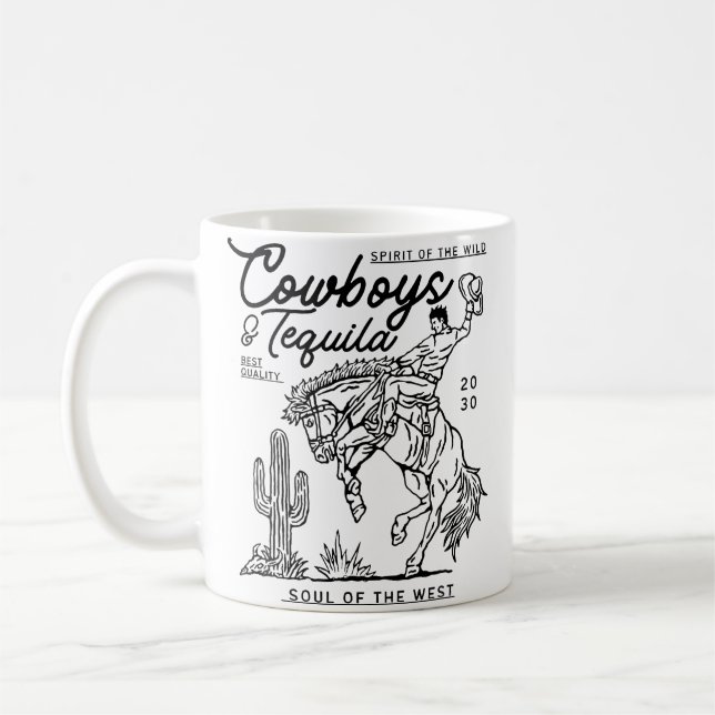 Cowboys And Tequila Texas Horse Riding Country Rod Kaffeetasse (Links)