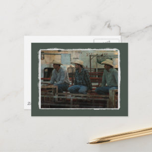 Cowboys auf einem Rodeozaun Grunge Postkarte