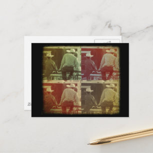 Cowboys auf einem Rodeozaun TTV Vier Farben Postkarte