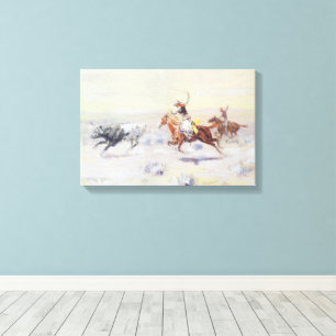 Cowboys aus dem Bar Dreieck von CM Russell Leinwanddruck