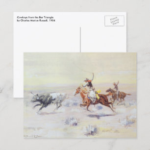 Cowboys aus dem Bar Dreieck von CM Russell Postkarte