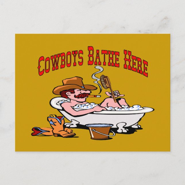 Cowboys Bathe Hier Postkarte (Vorderseite)