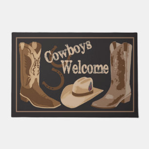 Cowboys begrüßen schwarze fußmatte