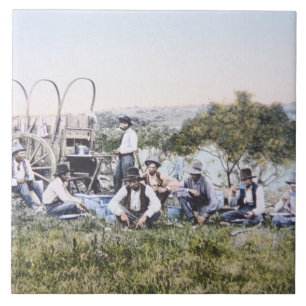 Cowboys bei Lunch, 1904 (Foto) Fliese