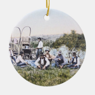 Cowboys bei Lunch, 1904 (Foto) Keramikornament
