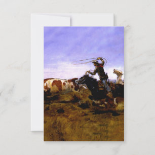 „Cowboys beim Einfangen eines Stiers“ von Charles  Dankeskarte
