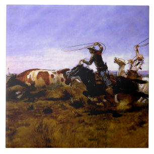 „Cowboys beim Einfangen eines Stiers“ von Charles  Fliese