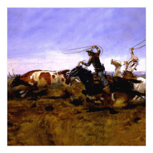 „Cowboys beim Einfangen eines Stiers“ von Charles Fotodruck