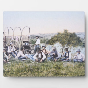 Cowboys beim Mittagessen, 1904 (Foto) Fotoplatte