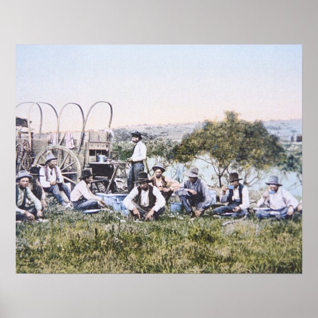 Cowboys beim Mittagessen, 1904 (Foto) Poster (Vorne)