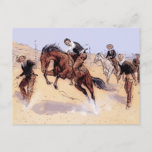 Cowboys - Cowboy Breaking Horn Postkarte