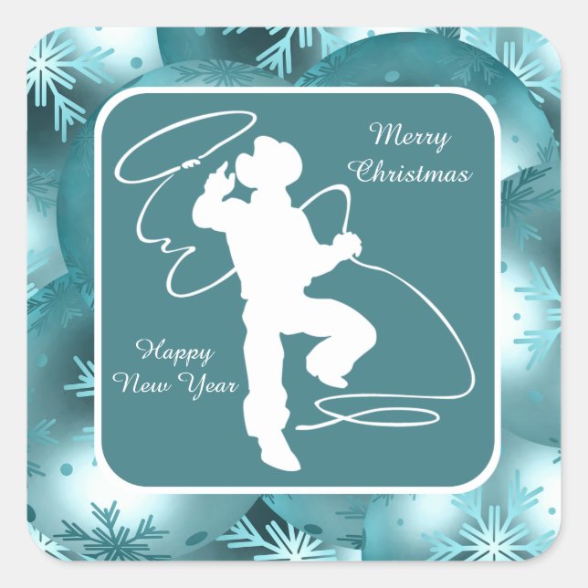 Cowboys Cowgirls, die auf Blue Holiday Stickers sp (Vorderseite)