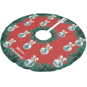 Cowboys Cowgirls, die im Blue Holiday Tree Skirt h Polyester Weihnachtsbaumdecke