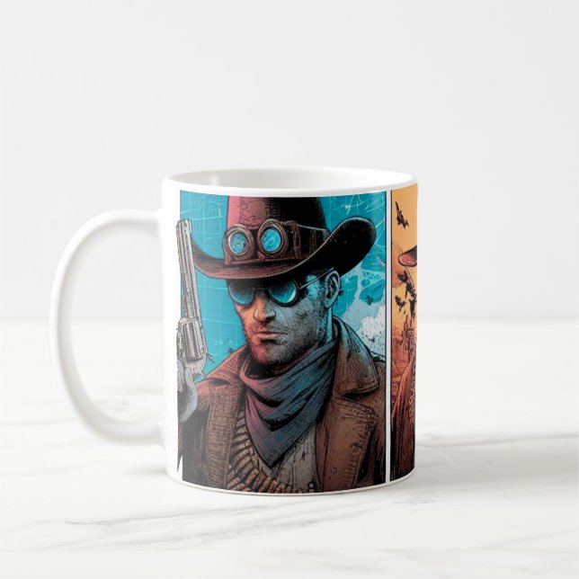 Cowboys Cyborg Comics Kaffeetasse (Links)