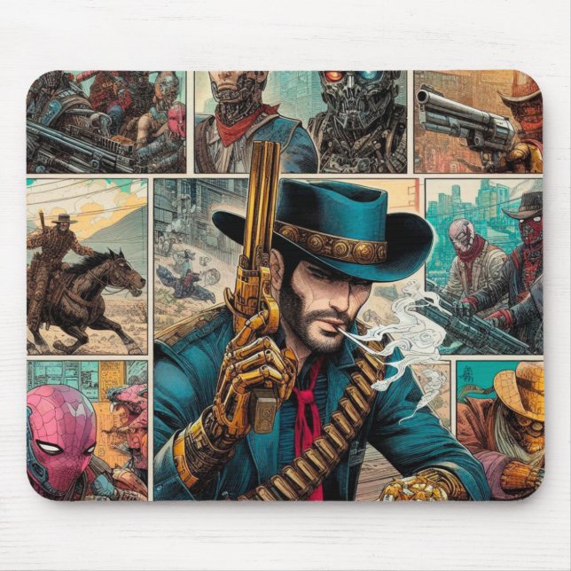 Cowboys Cyborg Comics Mousepad (Vorne)