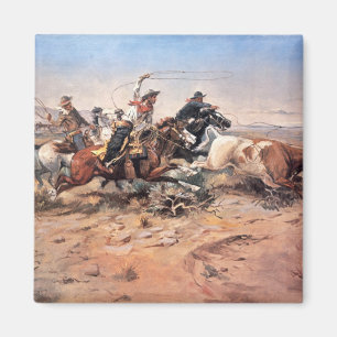 Cowboys, die einen Ochsen, 1897 (Öl, roping sind Magnet