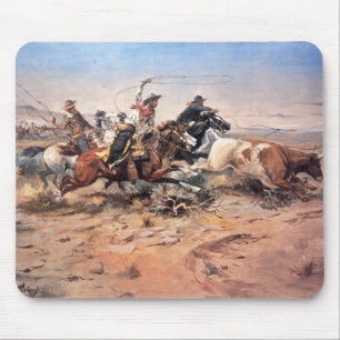 Cowboys, die einen Ochsen, 1897 (Öl, roping sind Mousepad
